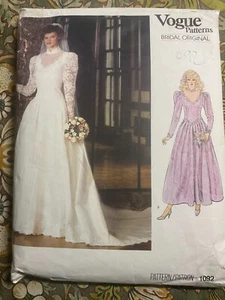 Vogue 1092 Hochzeit & Brautjungfer viktorianischer Stil Kleid Größe 12 "GESCHNITTEN" - Bild 1 von 2