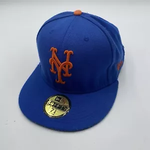 New York Mets Hat New Era 59fifty Size 7 1/4 Fitted Graffiti Inside SEAM UNRAVEL - Picture 1 of 13