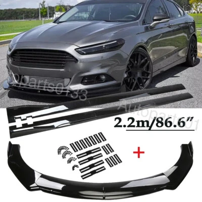 For Ford Fusion Mondeo Front Bumper Lip Splitter Body Kit Side Skirts Glossy - Image 1 of 4