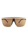 Sabre Womens Studded Trim Shield Kozoi Sunglasses Brown Plastic
