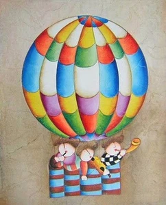 Recreación de pintura al óleo - banda infantil globo de aire - colección limitada privada - Imagen 1 de 3