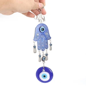 Blue Protection Hanging Gift Turkish Evil Eye Hamsa Hand Elephant Amulet Wall - Picture 1 of 7
