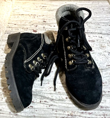 NORTHWEST  TERRITORY, LADY'S 8, BLACK SUEDE HIKING ANKLE BOOTS, KNITTED CUFF - Image 1 of 4
