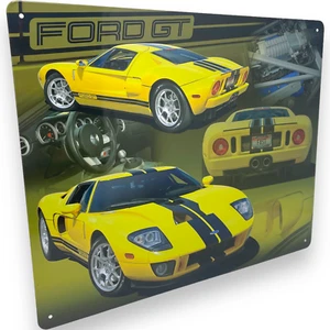 Letrero de metal Ford GT 15" X 12" con bordes reforzados con dobladillo hombre cueva hogar decoración de pared - Imagen 1 de 5
