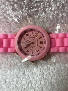 Geneva pink Dial Bezel Rubber Band 9 Inch Watch brand new in box - Picture 1 of 11