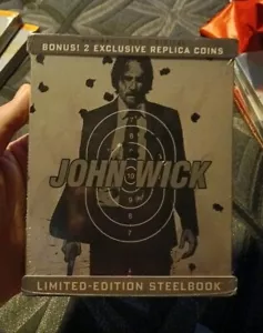 John Wick Limited Edition Steelbook (Blu-ray + DVD + Digital NEW W/ Coins New - Picture 1 of 3