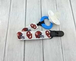 University of Oklahoma Pacifier Clip Pacifier Holder Baby Shower Gift College - Picture 1 of 3