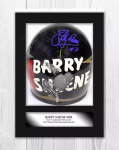 Barry Sheene helmet (3) A4 signed mounted photograph poster. Choice of frame. - Picture 1 of 10