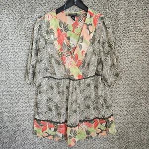 Lane Bryant Dress Womens Plus 14/16 Sheer Mini Floral Surplice Neck Casual - Picture 1 of 7