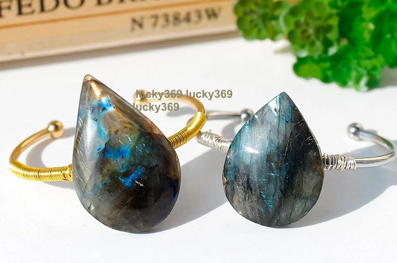 Новый натуральный каплевидный лабрадорит драгоценный камень ручной вязки браслет энергии исцеления Chatoyant - Изображение 1 из 4