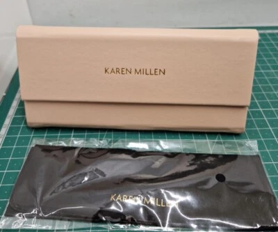 Karen Millen Designer Trifold Glasses & Sunglasses Case Nude Pale Pink + CLOTH