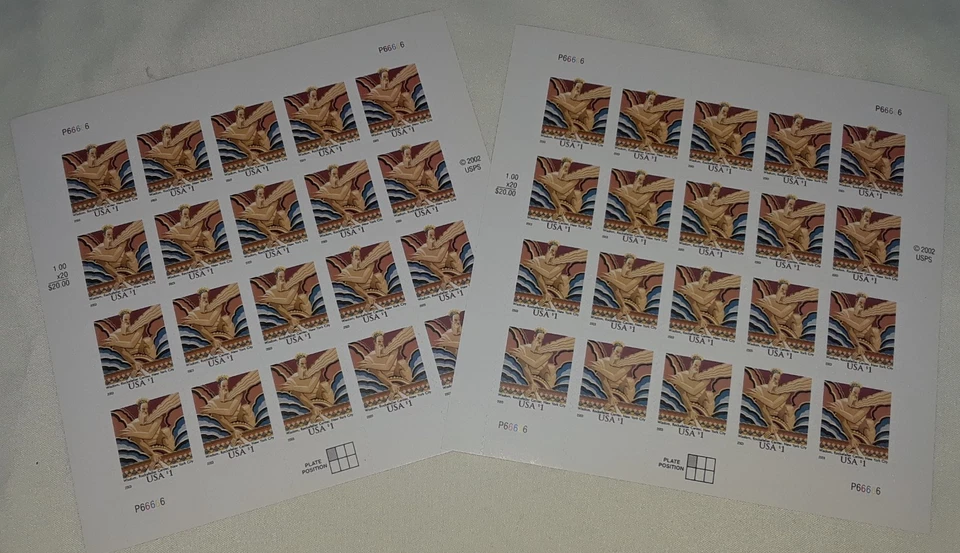 Two (2) Panes x 20 = 40 of 2003 WISDOM $1.00 US Postage Stamps. USA Sc # 3766 - Image 1 of 4