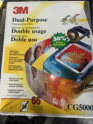 3M Multipurpose Transparency Film Clear 8.5x11” NEW 65 Count Inkjet Laser Copier - Image 1 of 2
