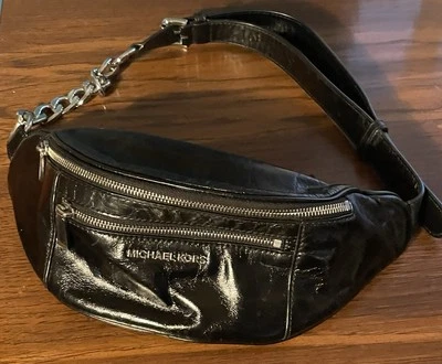 MICHAEL KORS Medium Print PVC With Leather Trim Belt Bag Black/Silver - Image 1 of 4