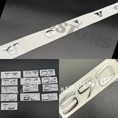 Juego de letras de insignias traseras cromadas plateadas para Volvo S90 B4 B5 B6 T4 T5 T6 T8 D4 D5 - Imagen 1 de 2