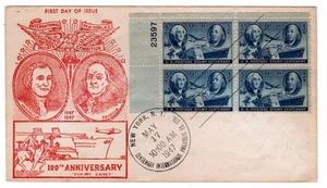 #947 U.S. Postage Stamp Centenary 1947 FDC - Czubay Flat Red - Picture 1 of 2