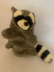 Peluche pupazzo mano procione Fluppets Furrytails Ltd giocattolo morbido 9" vintage - Foto 1 di 4