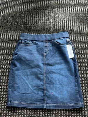 Falda vaquera Liz Claiborne para mujer azul denim línea A elástica talla 8 nueva con etiquetas Foto 1 de 4