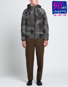 RRP€835 ASPESI Down Quilted Jacket Size M Grey Camouflage Pattern Removable Hood - Picture 1 of 5