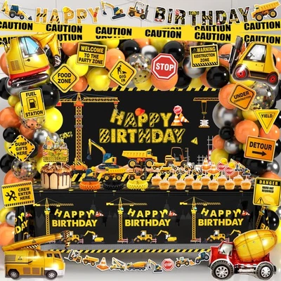 Construction Birthday Party Supplies - Dump Truck Decorations with Balloon Ar... - Image 1 of 4