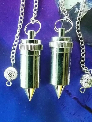 SILVER Pendulum, BULLET DESIGN CHAMBERED Silver DOWSING PENDULUM ,DIVINATION - Image 1 of 3