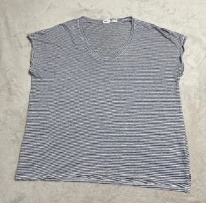 C & C California Linen Tank Top Women's Large Black White V Neck Pullover Blouse - Picture 1 of 6