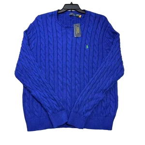 Polo Ralph Lauren Cable Knit Sweater Blue XXL NWT $138 Cotton Pullover NEW - Picture 1 of 4