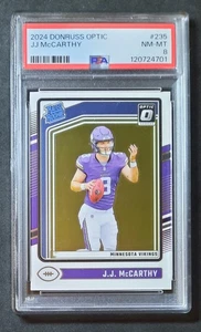 JJ McCarthy 2024 Donruss Optic Rookie Card PSA 8 Minnesota Vikings - Picture 1 of 2