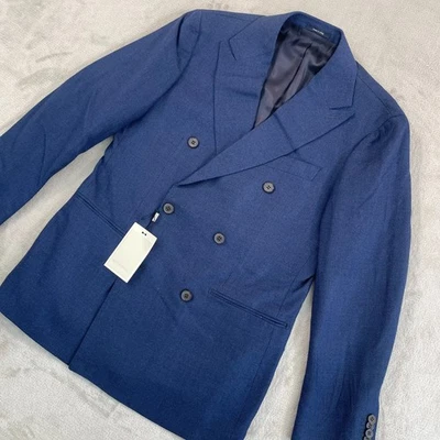 SuitSupply Soho Chaqueta Doble Pecho Blazer Manchas Abrigo Hombres 40 Azul Lana NUEVO CON ETIQUETAS LEER Foto 1 de 4