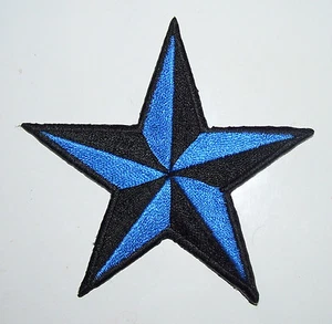 HELLBLAU 1,5 Zoll Bügelbild NAUTICAL STAR Patch Applikation Rockabilly Punk - 124 - Bild 1 von 1