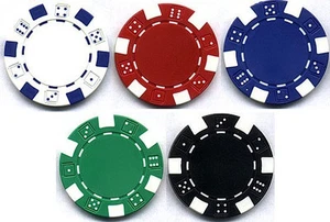 DICE POKER CHIPS 11.5g White Red Blue Green Black PACK 50 CASINO SIZE CHIP - Picture 1 of 6