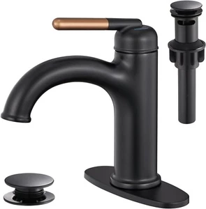 Bathroom Sink Faucet Single Handle Mount 1 or 3 Holes, Brass, Matte Black & Gold - Picture 1 of 8