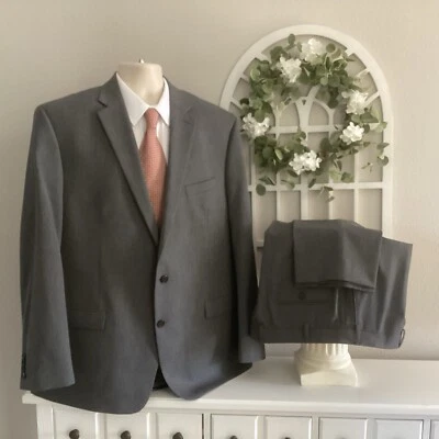 CHAPS RALPH LAUREN 2 BTN POLY BLEND 2 Pc Suit 50L 38X34 DRK GRAY - Image 1 of 4