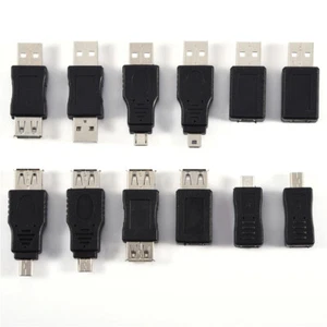 12X USB 2.0 Adapter Set USB Male Female to Micro/Mini USB Converter Connector SS - Photo 1 sur 7
