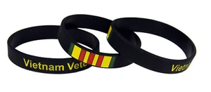 8170005 Set of 3 Vietnam Veteran Silicone Bands Adult Size Vet Bracelet Military - Picture 1 of 2