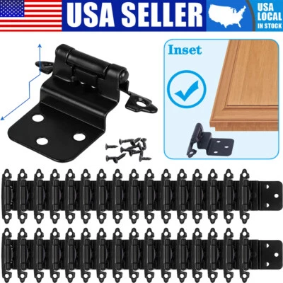 Lote de bisagras de gabinete de 3/8" desplazadas auto cierre negro mate para puertas de cocina Foto 1 de 4