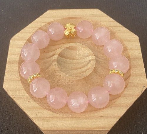 VALENTINO Bracciale fatto a mano naturale Madagascar rosa quarzo cristallo perline Reiki