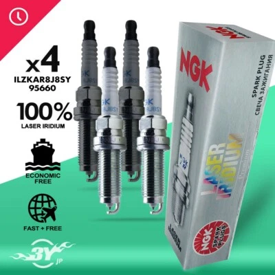 4PC Genuine Spark Plug For Honda 2018 95660 LASER IRIDIUM ILZKAR8J8SY JP - Image 1 of 4