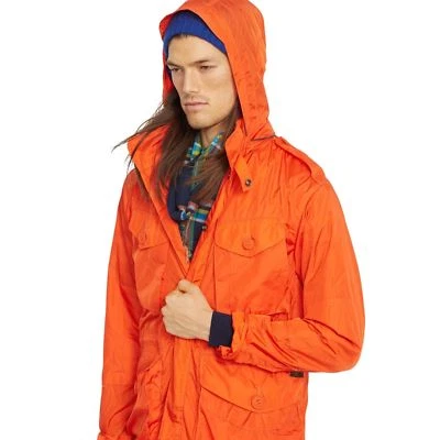 $295 Polo Ralph Lauren Mens Oxford Orange Field Windbreaker Hooded Jacket - Image 1 of 4