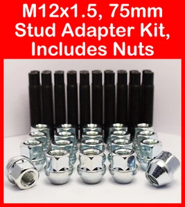 M12 x 1.5 75mm Stud Adapter Kit for Lotus Inc Nuts (Silver) - Picture 1 of 4