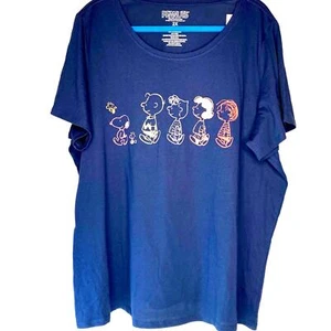 PEANUTS T Shirt Womens Sz 2XL Short Sleeve Graphic Navy Blue New With Tags - Picture 1 of 8