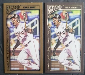 2015 TOPPS GQ GYPSY QUEEN MARCELL OZUNA #201 SP #/99 GOLD MINI + BASE CARD MIAMI - Picture 1 of 2