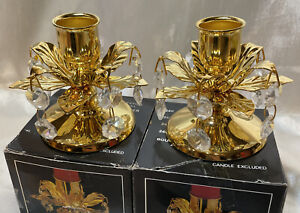 Crystal Temptations 24k Gold plated candlestick holders Set Swarovski crystals