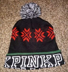NWOT Victoria Secret PINK Knit Winter Snowflake Hat 