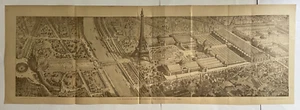 PARIS EIFFEL TOWER FRANCE 1889 VERY LARGE PANORAMIC ANTIQUE VIEW 19TH CENTURY - Picture 1 of 9