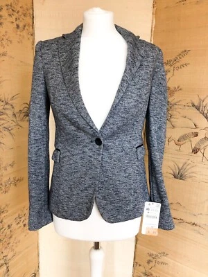 Brand New Zara Women's Blue Jersey Blazer Collared Jacket Size XS 6 RPP £35.99 - Image 1 of 4