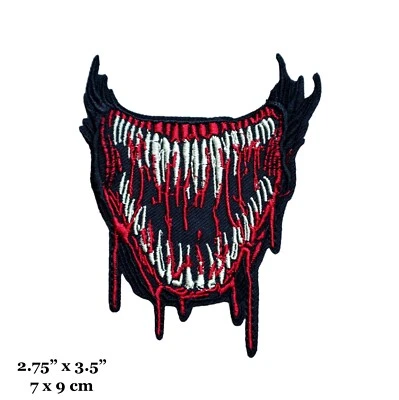 Monster Evil Fangs Jaw Mouth Blood Teeth Venom Embroidered Iron On Patch - Image 1 of 2