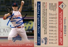 Jesse Biddle Signed 2013 Grandstand Reading Fightin Phils #NNO RC Card Auto AU
