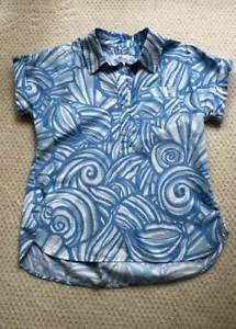 NEW Vineyard Vines Top Popover Shirt Blouse S/S Cornflower Blue Sz 4 - Picture 1 of 4
