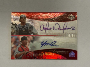 2005 Upper Deck Reflections RED /99 Yadier MOLINA + Victor MARTINEZ Dual Auto